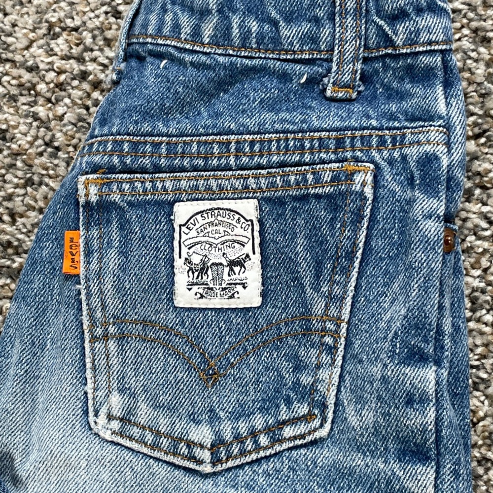 Vintage Levi's 747 Orange Tab Jeans Kids 22x27 Jeans USA Made Denim Blue - Picture 10 of 10